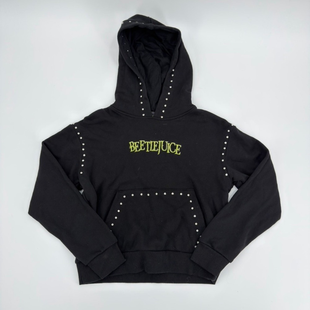 Beetlejuice Forever 21 Kids Black Rhinestone Never Trust The Living Hoodie 11/12